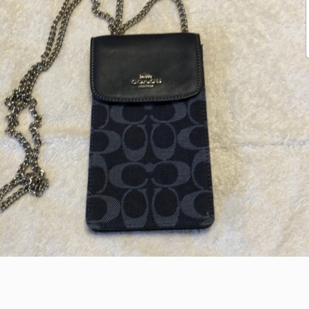 Coach Navy Denim and Gray Crossbody Phone Bag